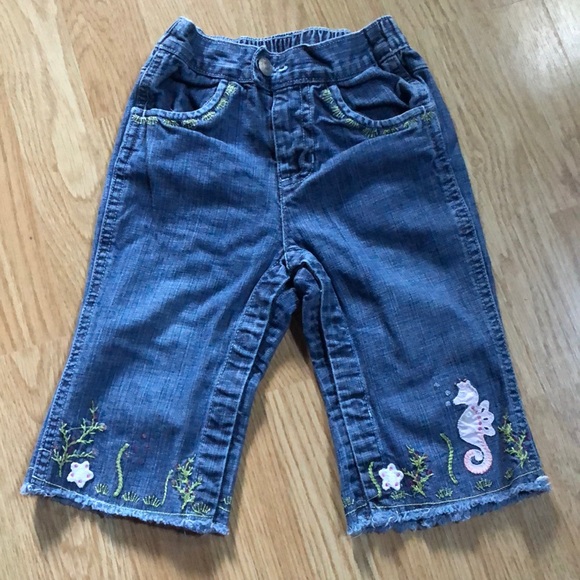Baby gap jeans snap crotch elastic waist embroidered appliqué 12-18 Months - Picture 1 of 12